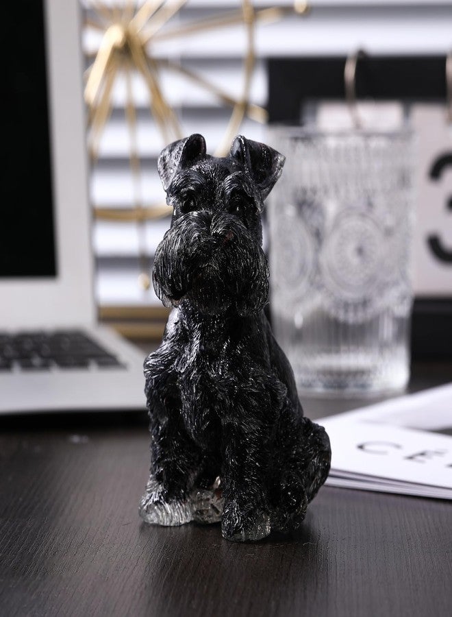 Reyife 4" Black Obsidian Dog Figurines, Handmade Crystal Schnauzer Statue, Pet Memorial Gifts, Home Decor Accents - Image 5